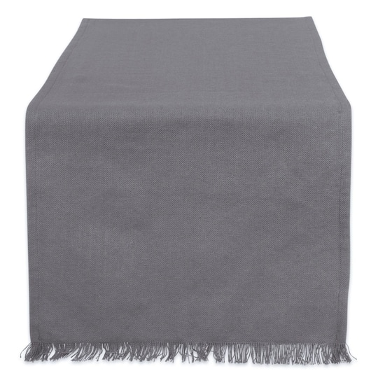 Design Imports Bright Green Solid Heavyweight Fringed Table Runner, One Size, Gray